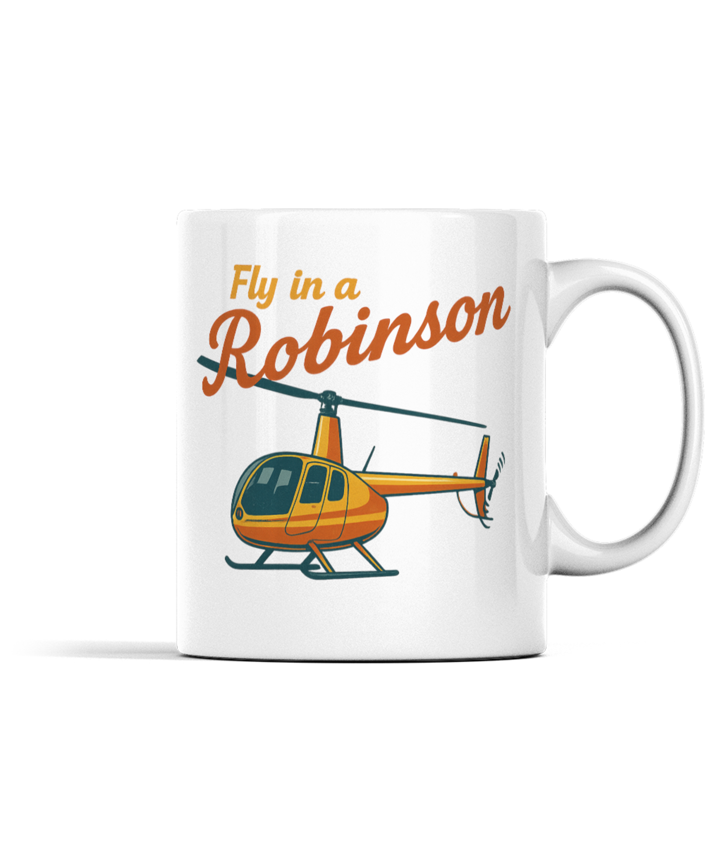 Robinson R44 Retro Helicopter Mug White