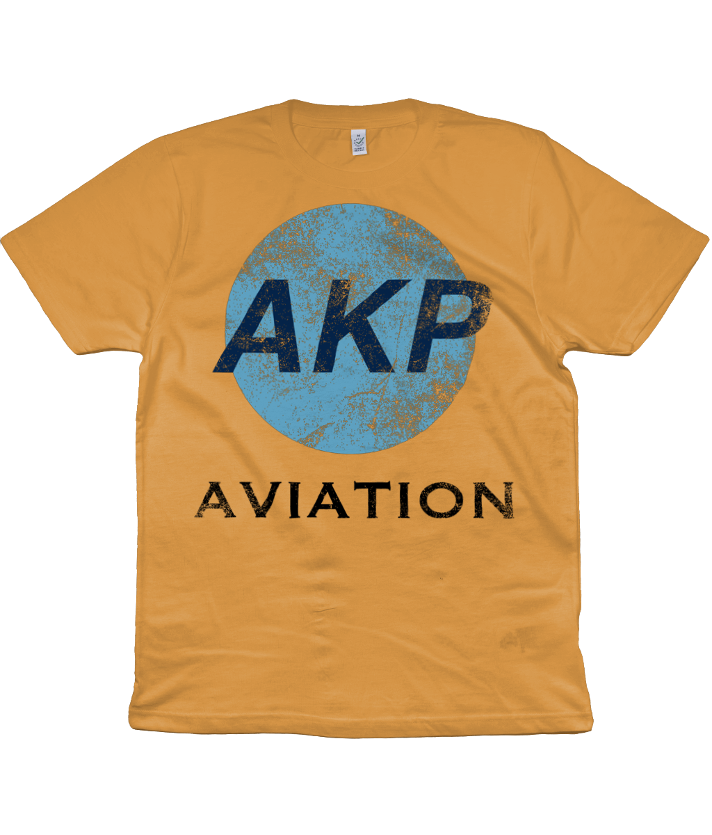 Orange mango retro aviation t-shirt featuring the AKP Aviation logo in distressed print.